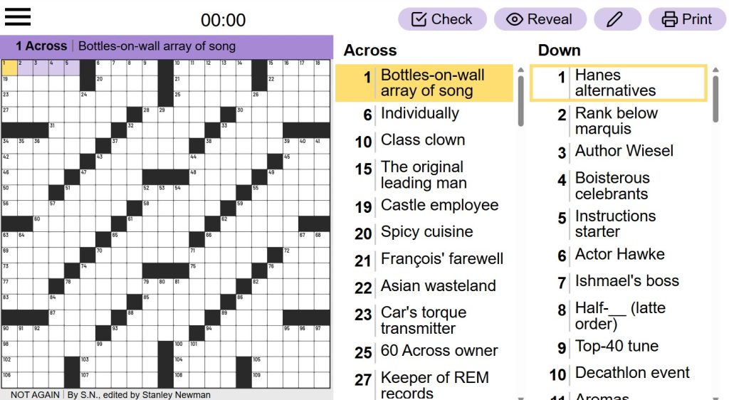Sunday Crossword screenshot